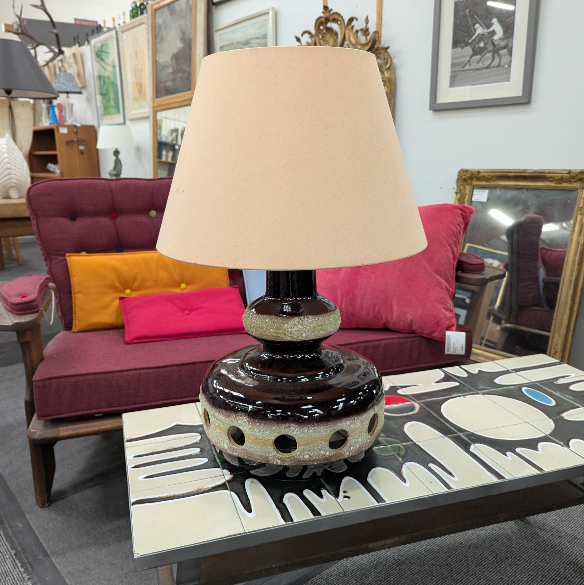 LAMPE A POSER EN CERAMIQUE 71 CM ANNEES 70 