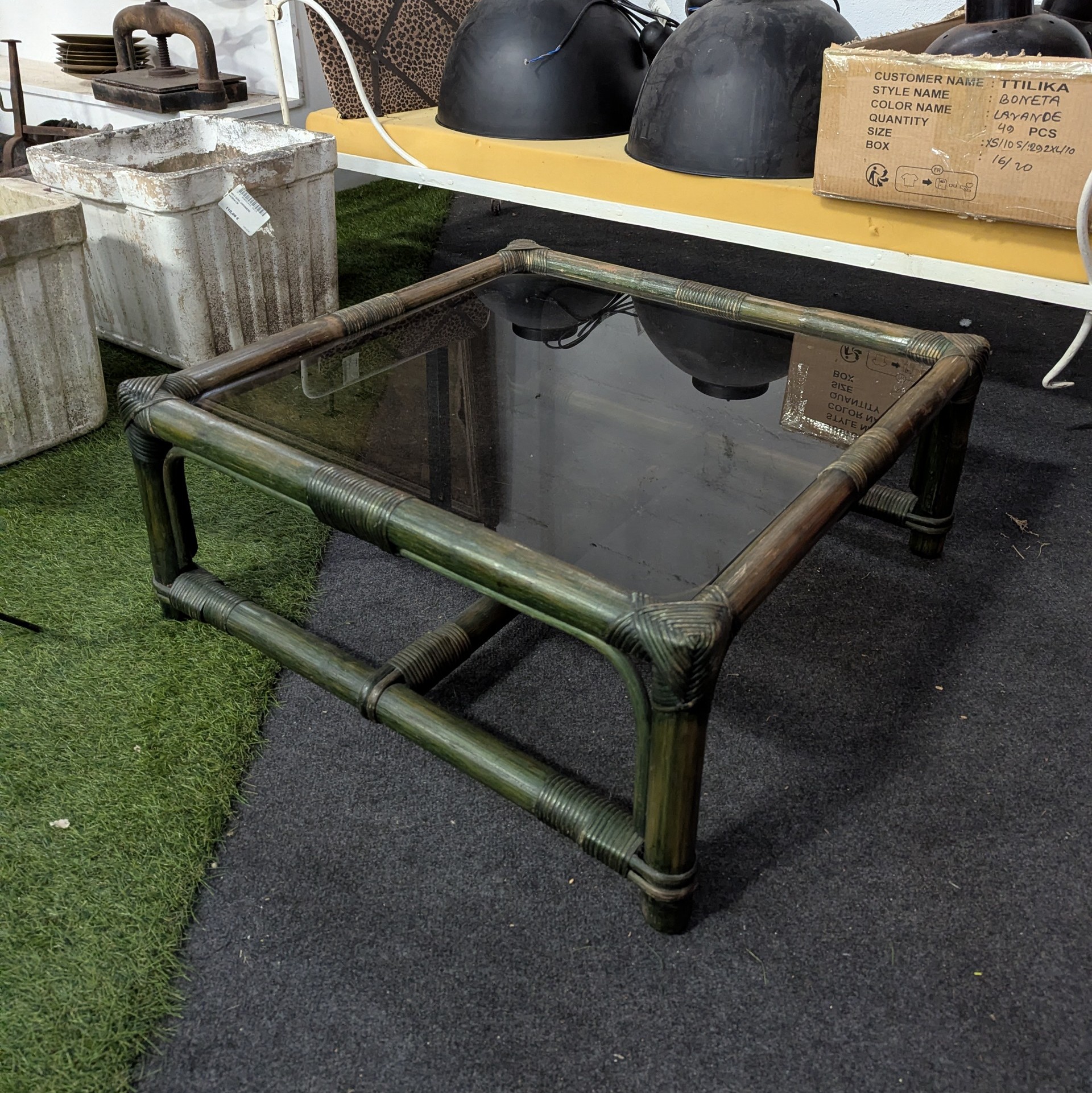 TABLE BASSE ROTIN VERT 70/30/70 CM