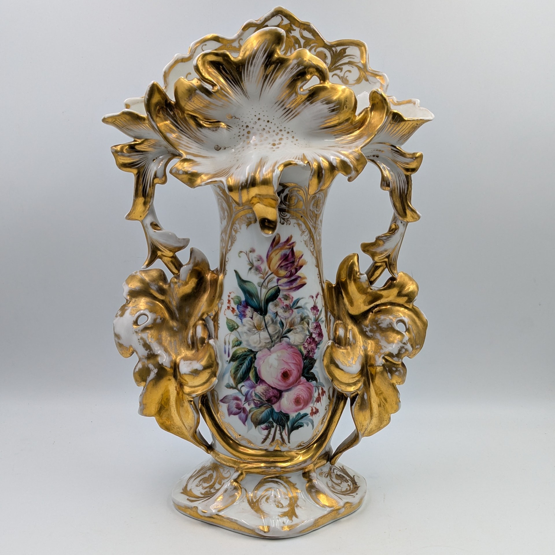 IMPORTANT VASE DE MARIE EN VIEUX PARIS 36 CM