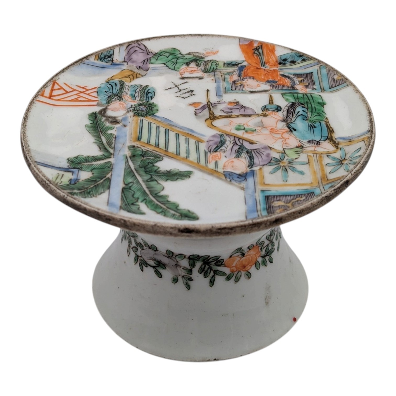 TAZZA EN PORCELAINE CHINOISE DYNASTIE MIN KUO DIA 12 CM HAUT 8 CM