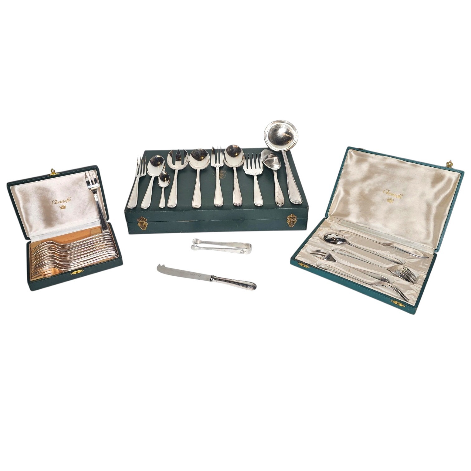 CHRISTOFLE CLEMENT MAROT MENAGERE 12 PERSONNES (62 PIECES) EN METAL ARGENTE