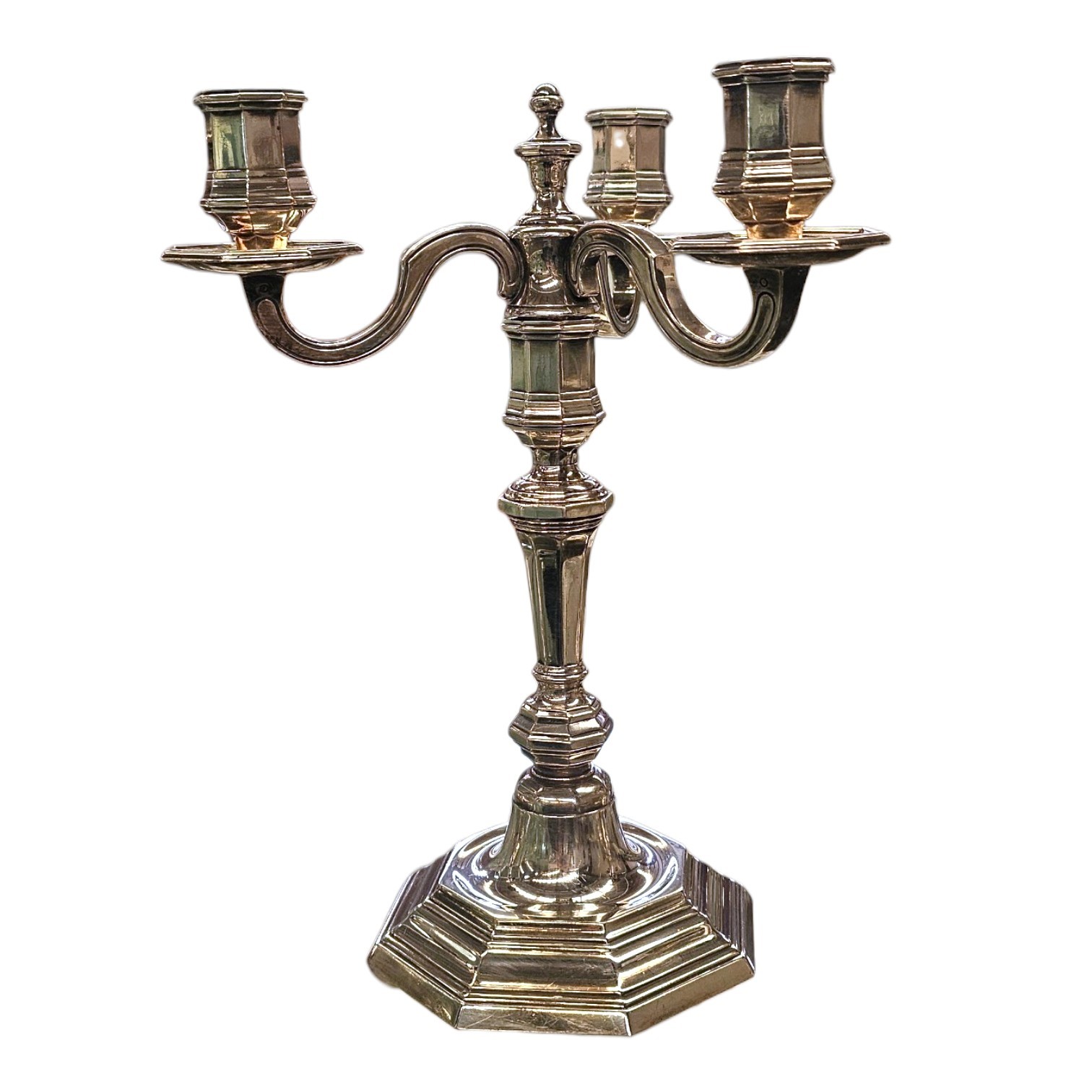 CHRISTOFLE BOUGEOIR TRIPLE EN METAL ARGENTE