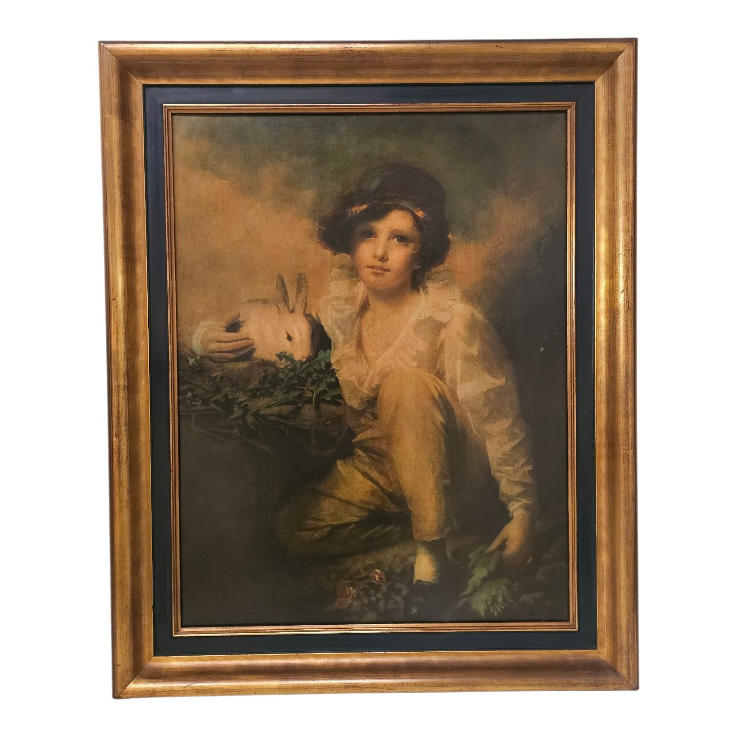 HST REPRODUCTION DE BOY AND RABBIT DE SIR HENRY RAEBURN 58X44 CM H CADRE