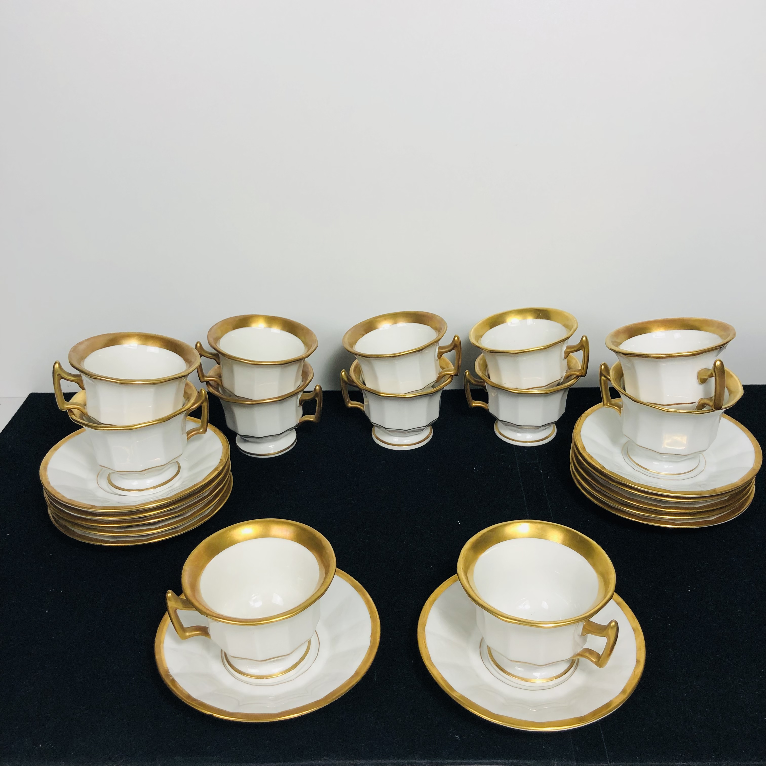 Tasse à Café En Porcelaine Blanche Avec Bord Doré Et Soucoupe – Capacité 10 Cl, Lavable Au Lave-vaisselle
