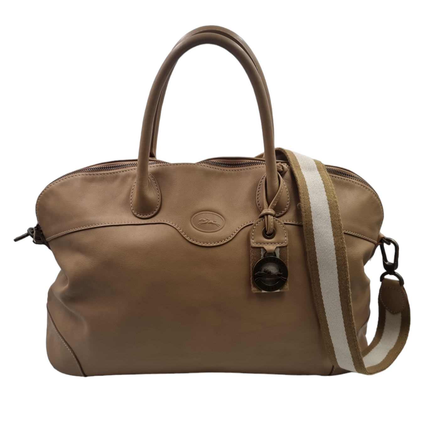 LONGCHAMP SAC A MAIN AU SULTAN EN CUIR BEIGE AVEC BANDOULIERE ET DUST BAG | Brocante OPlus ?� Anglet