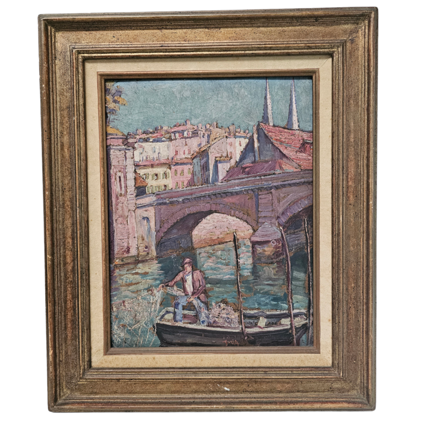 JIVA 1907-1974 HSC LE PECHEUR A BAYONNE 29 CM X 37 CM