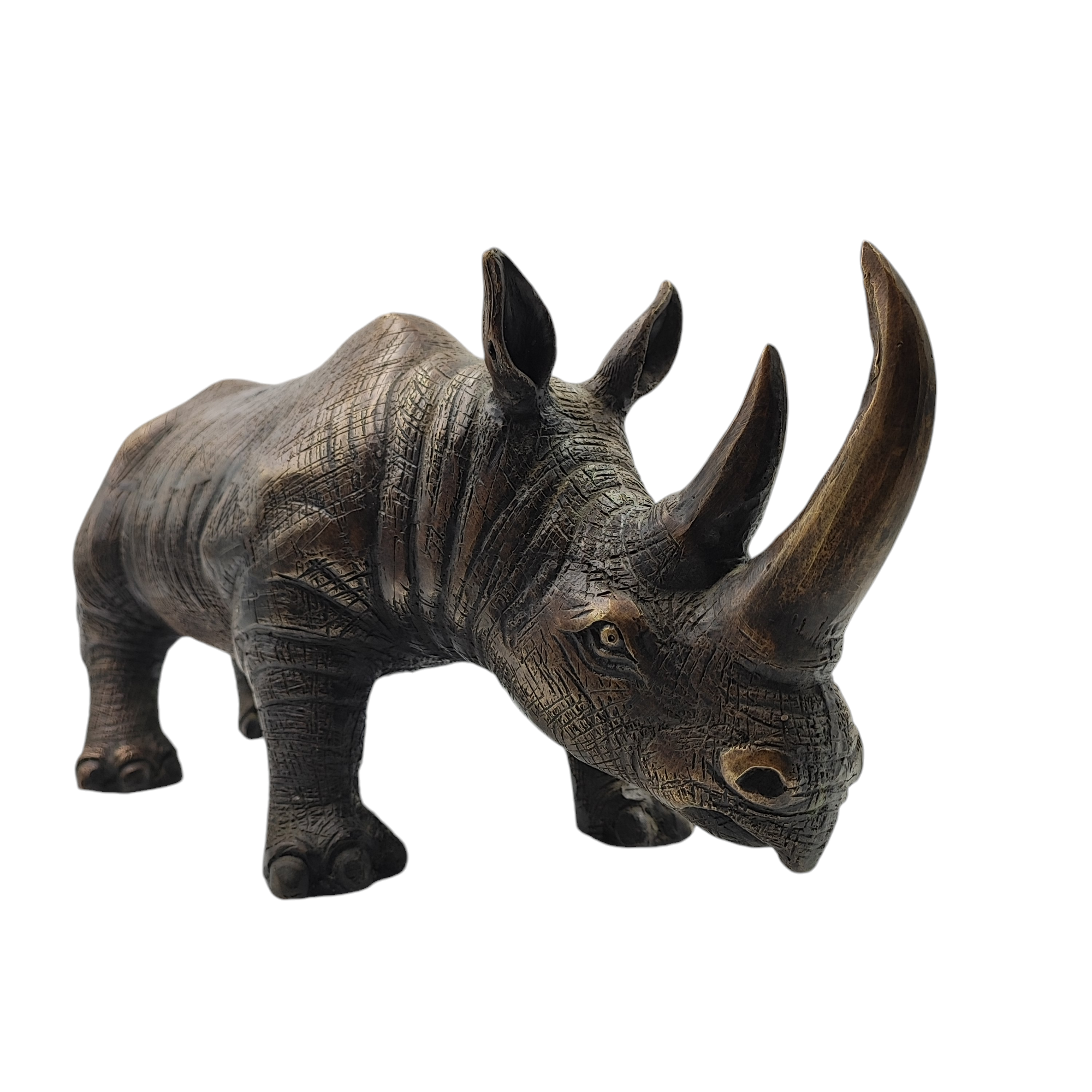 RHINOCEROS EN BRONZE A PATINE BRUNE 47 x 20 x 15 CM