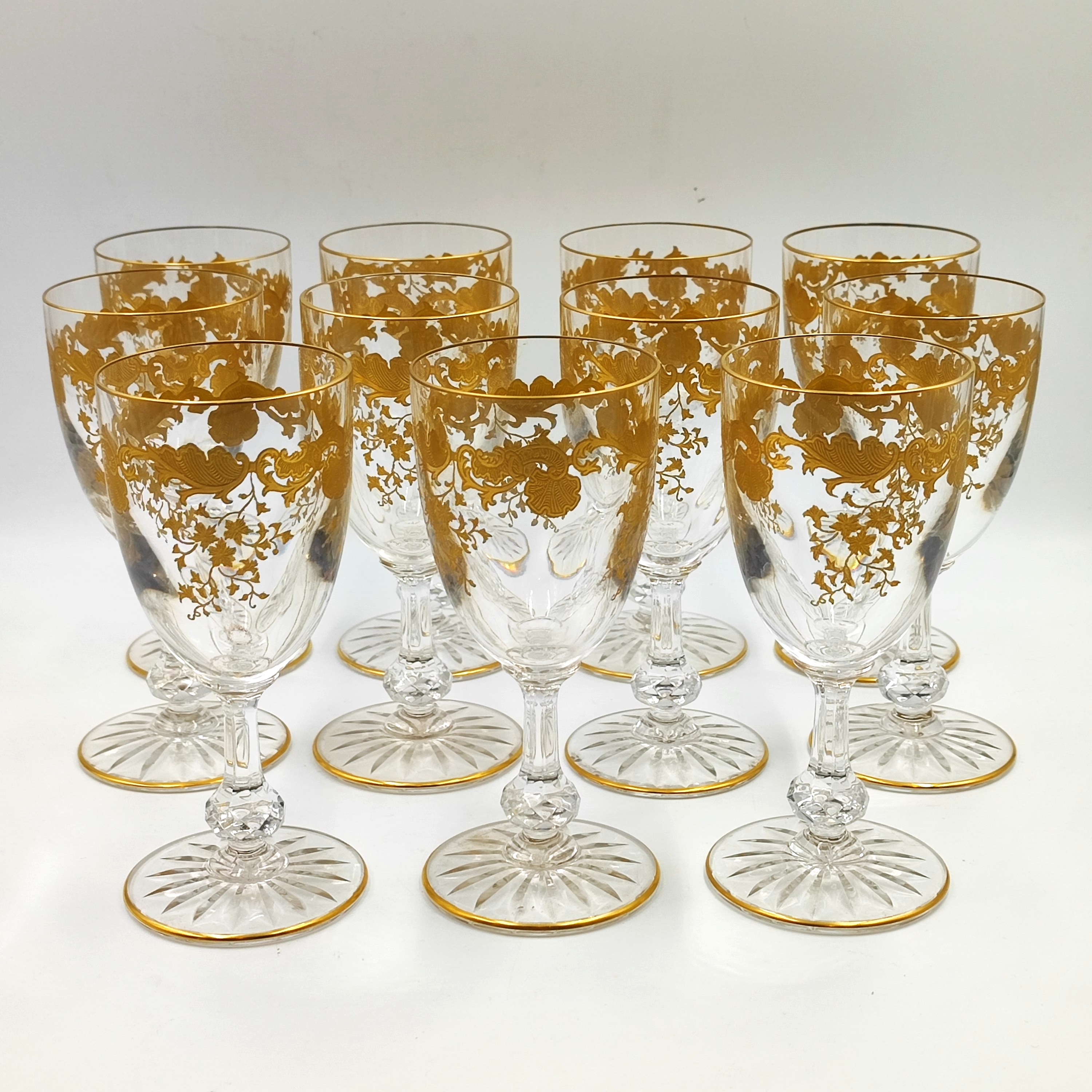 SAINT LOUIS MASSENET OR 11 VERRES A VIN ROUGE EN CRISTAL H. 14,5 CM