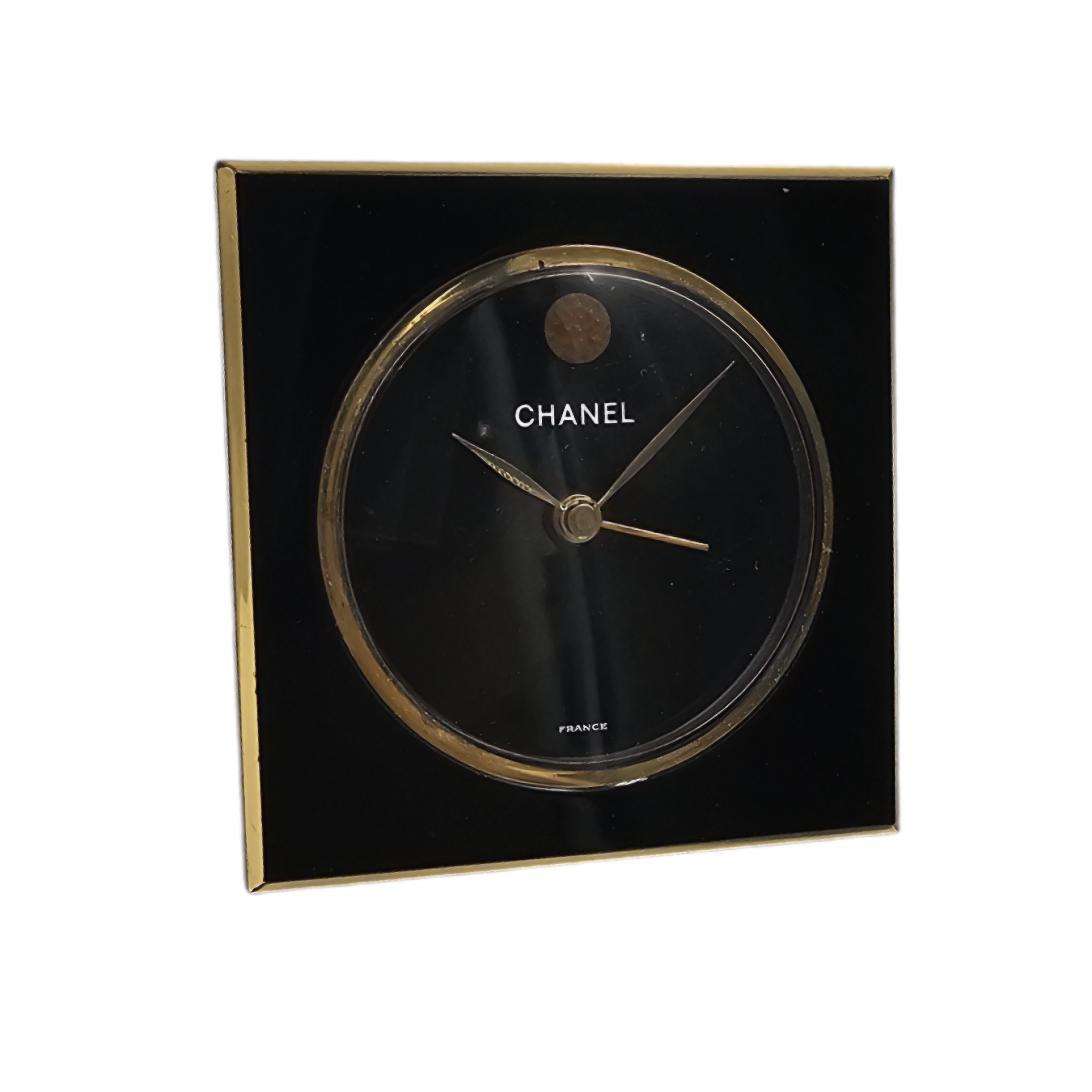 CHANEL PENDULETTE DE BUREAU LAQUE NOIRE ET DORE EN L ETAT VINTAGE 