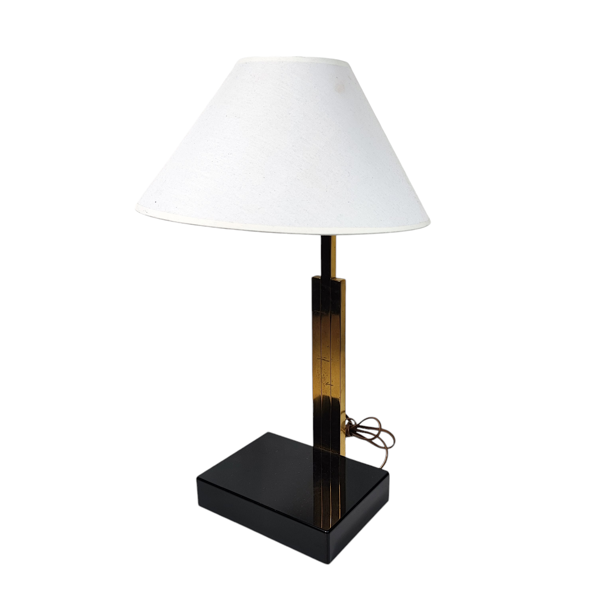 LAMPE DOREE ET SOCLE NOIRE ANNEES 70