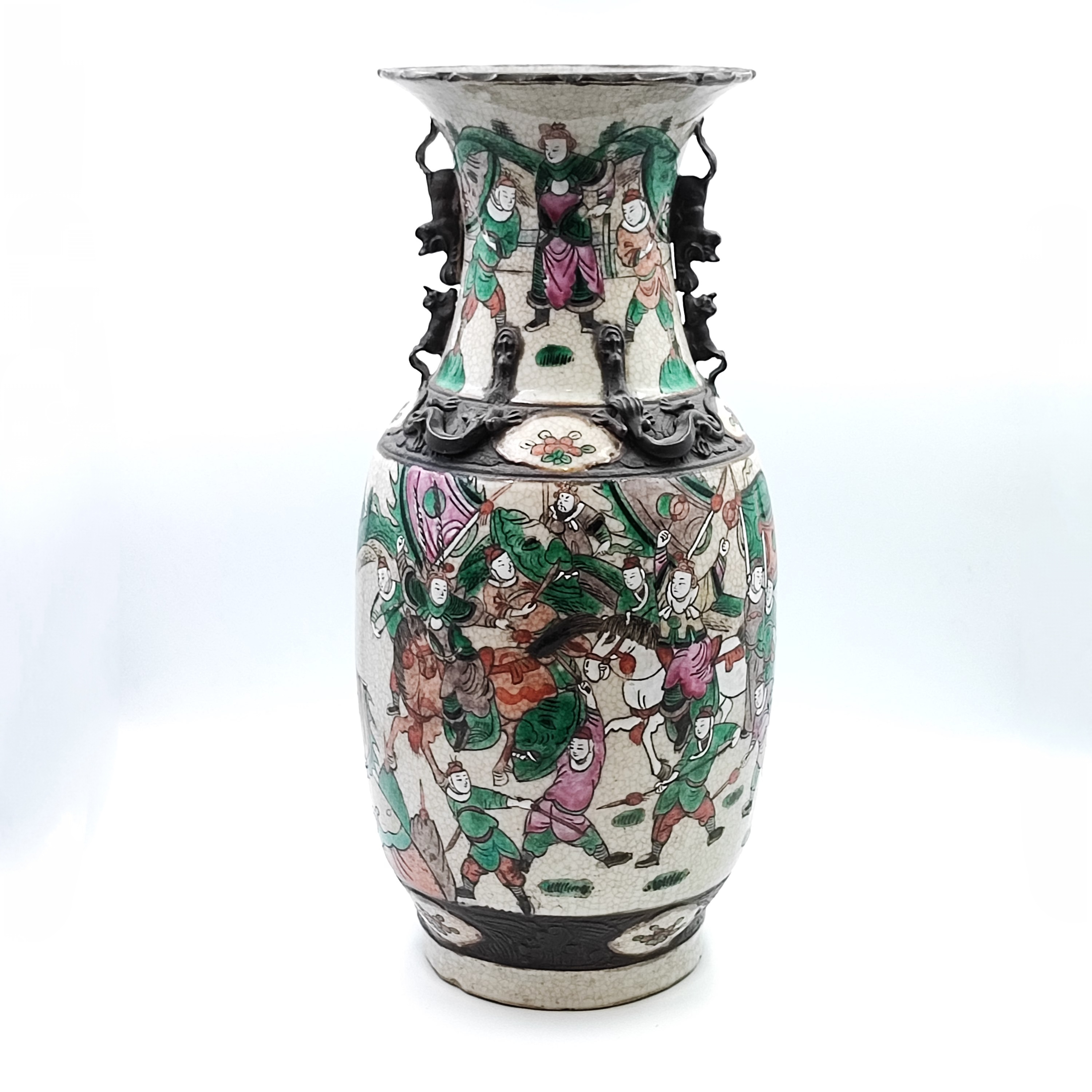 VASE NANKIN 19/43.5 CM DECOR DE GUERRIERS