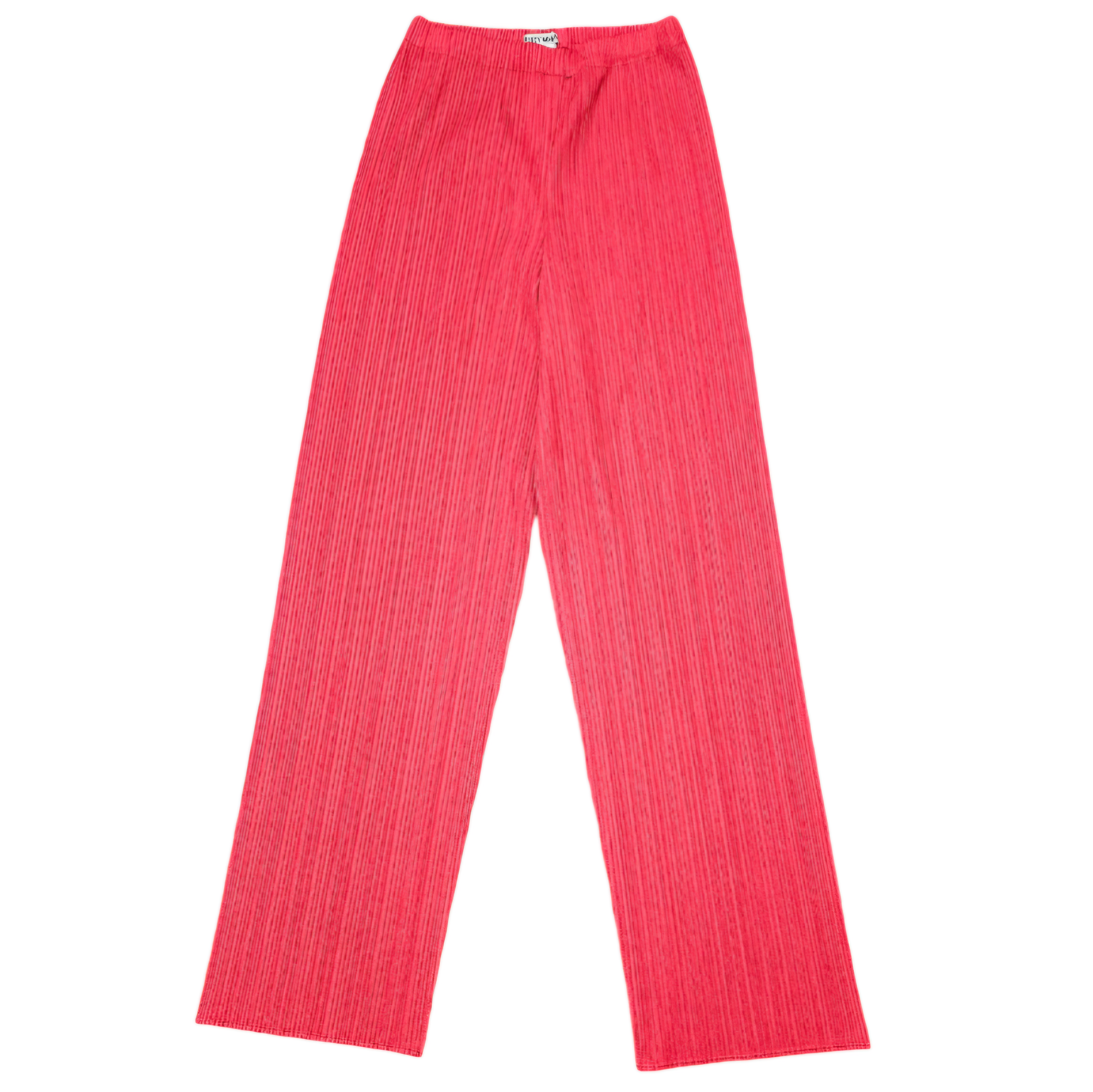 ISSEY MYAKE PANTALON PLEATS PLEASE ROUGE ETROIT TAILLE ELASTIQUE