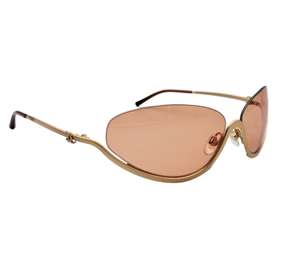 CHANEL LUNETTES DE SOLEIL (4004) C.102.62 MONTURE DOREE ET VERRE ORANGE