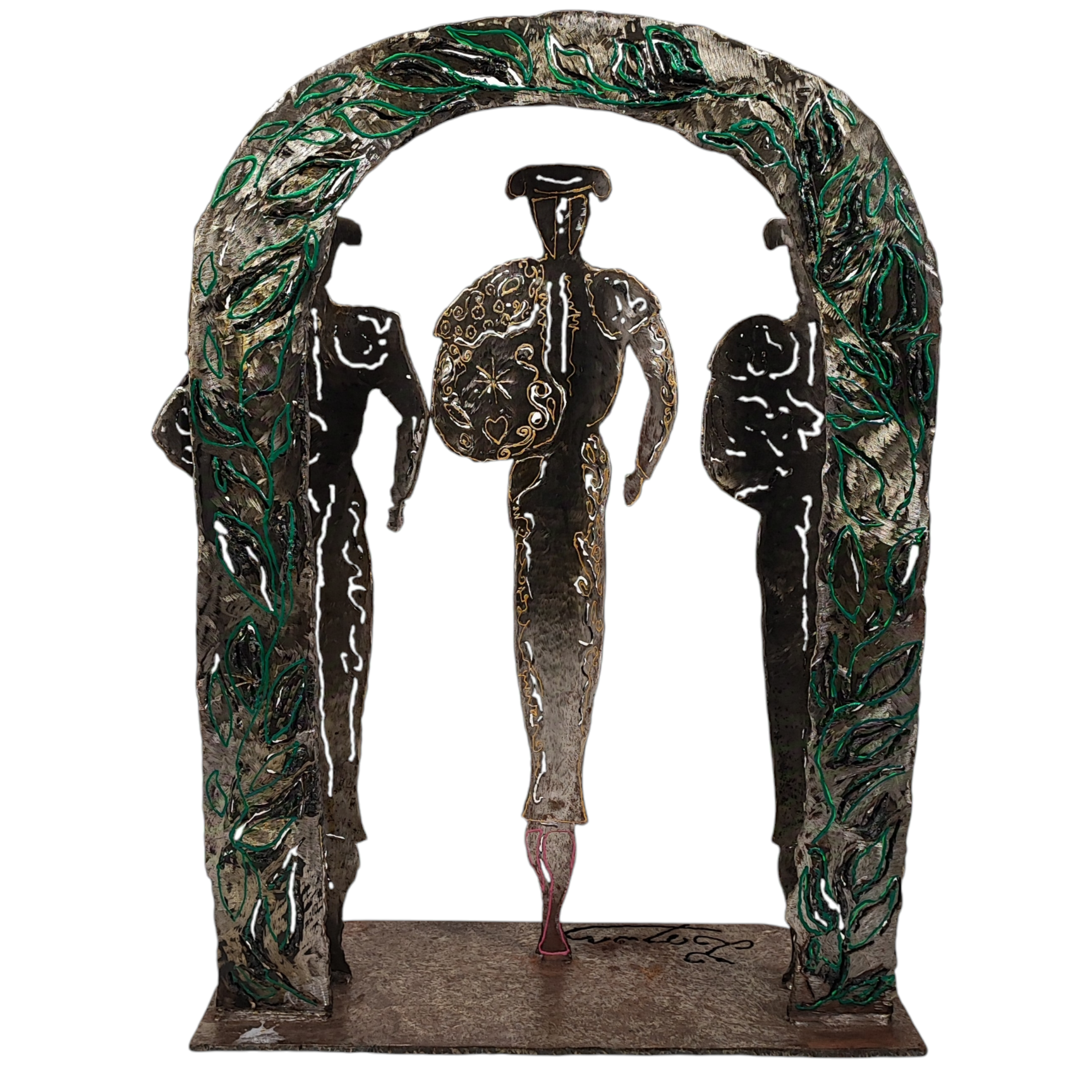 LOUIS LOPEZ SCULPTURE SUR METAL LES MATADORS 56/76/20 CM