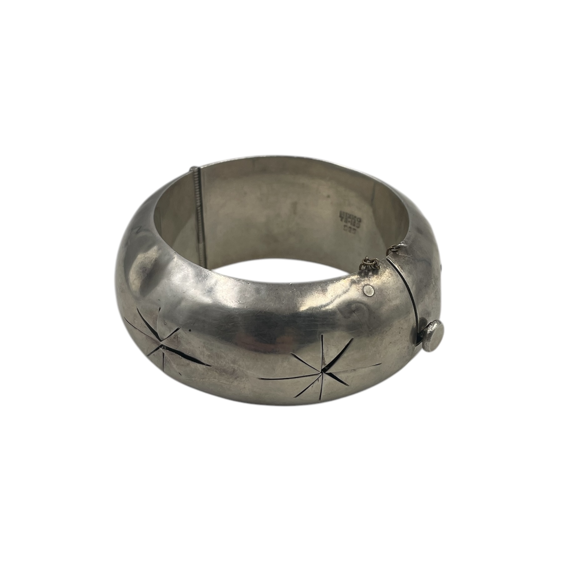 BRACELET MANCHETTE EN ARGENT (925 MEXICO) AVEC CHAINE DE SECURITE PB 83.16 GR