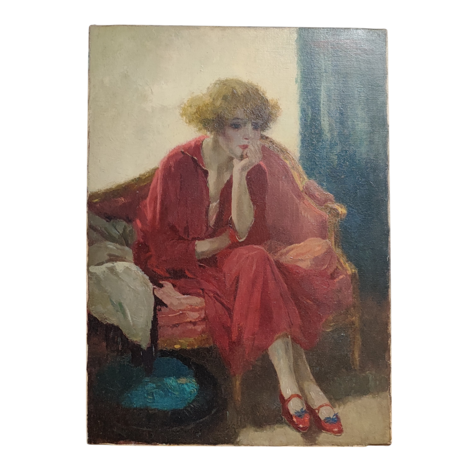 HST LA DAME A LA ROBE ROUGE 54/75 CM PAR HENRI JULES THOMAS