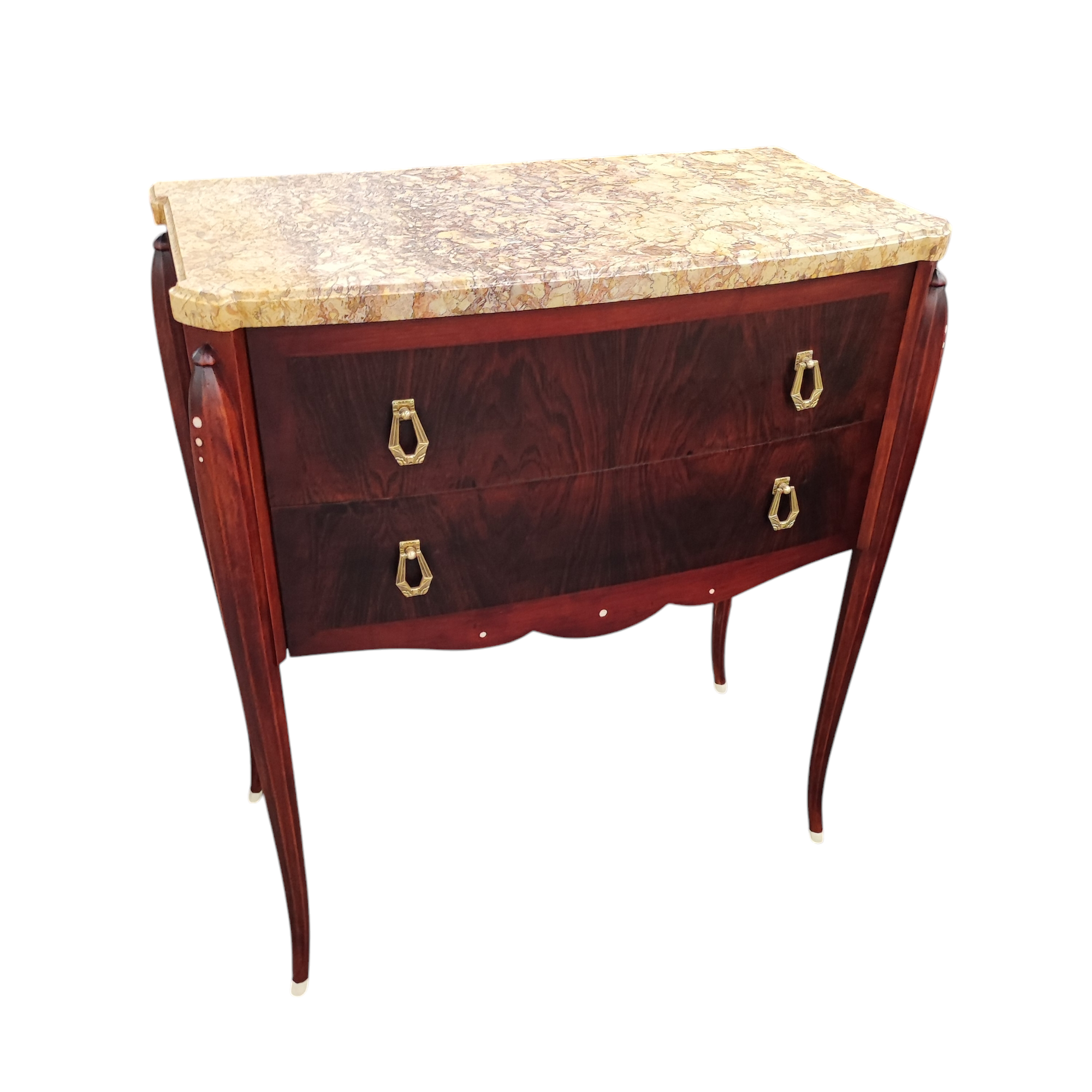 PETITE COMMODE MARQUETEE ART DECO 2 TIROIRS 72 X 62 X 31 CM