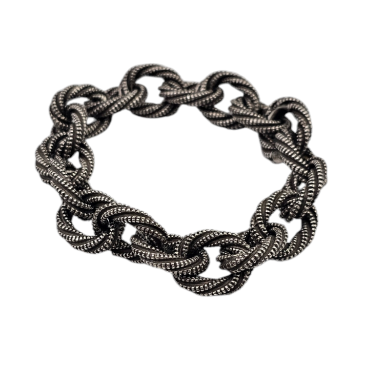 BRACELET MAILLE TORSADEE EN ARGENT (CRABE) 77.09 GR