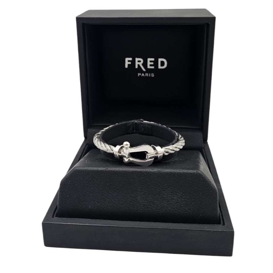 FRED BRACELET FORCE 10 GM (879431) EN OR (750) CABLE TORSADE EN ACIER + ECRIN