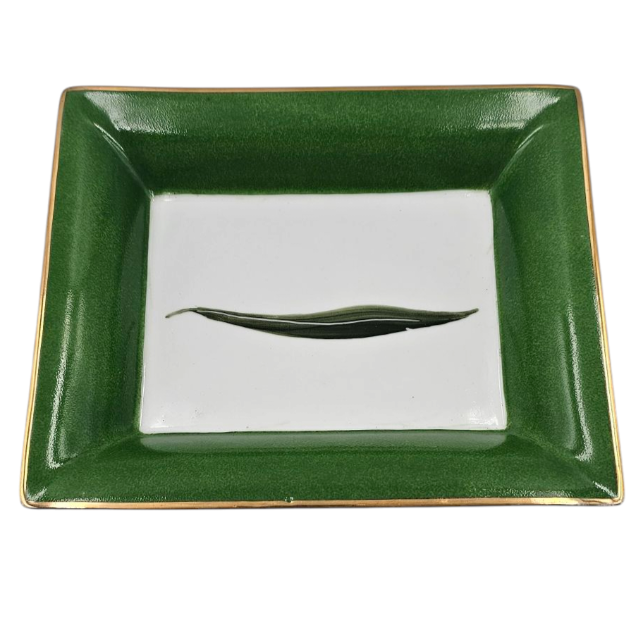 HILTON MC CONNICO VIDE POCHE DECOR FEUILLE VERTE EN PORCELAINE (1 ECLAT)