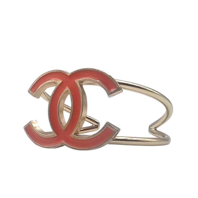 CHANEL BRACELET MANCHETTE LOGO CC EMAILLE CORAIL COLL. PRINTEMPS - ETE 2003