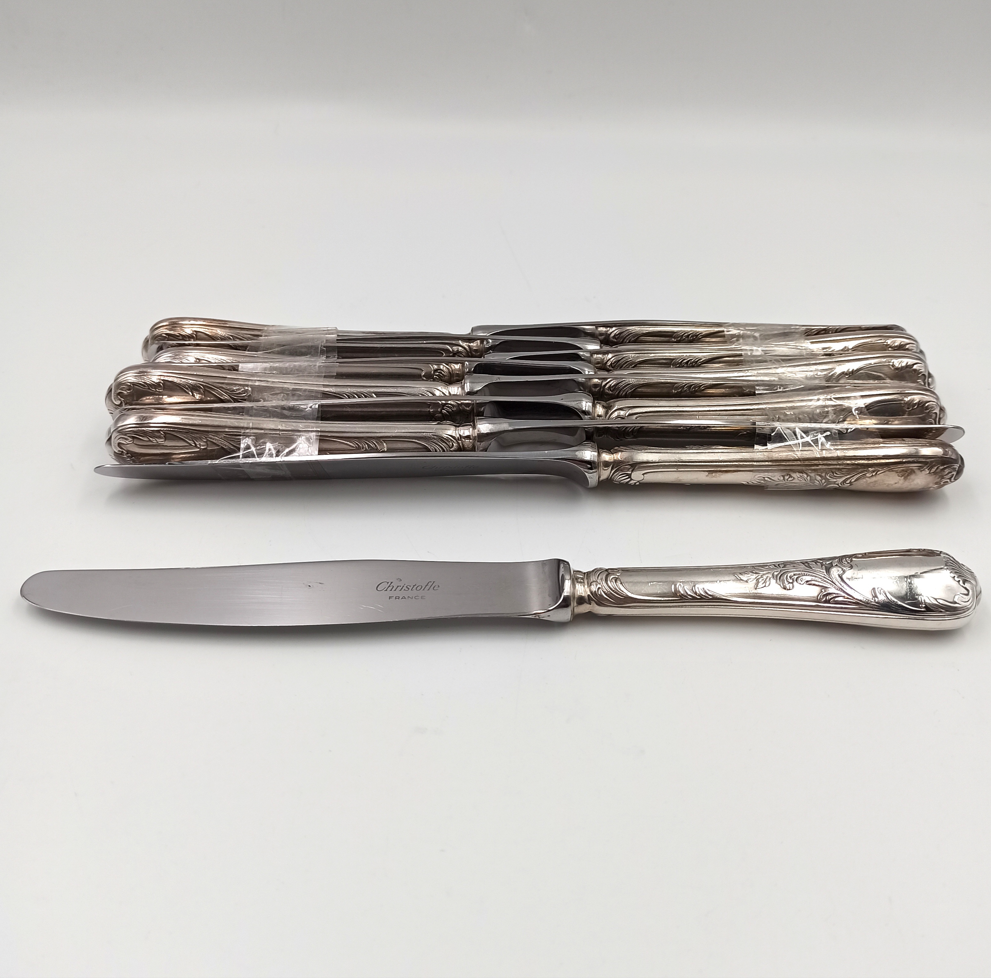 CHRISTOFLE MARLY 9 COUTEAUX DE TABLE EN METAL ARGENTE 