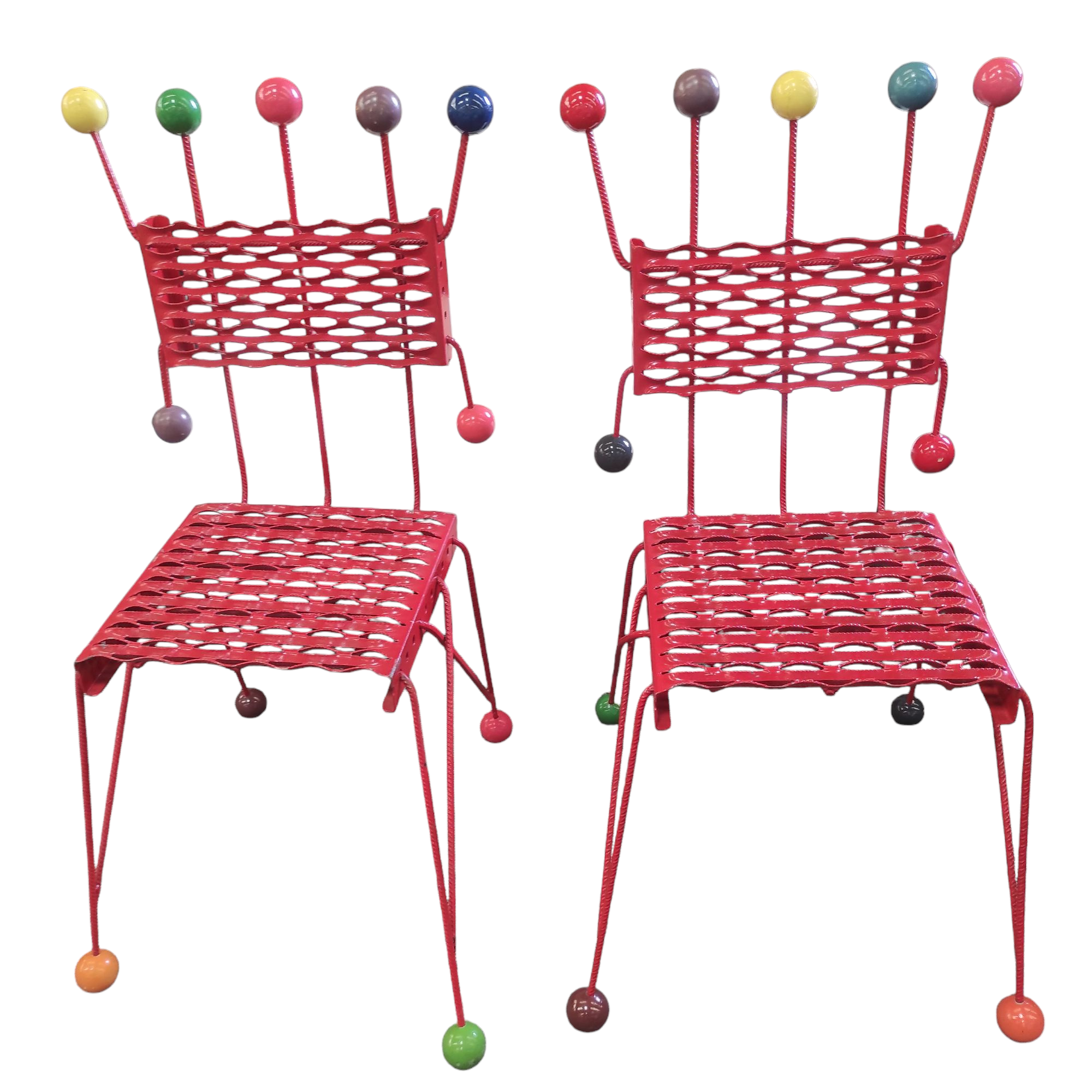 PAIRE DE CHAISES EN FER POLYCHOME 50/95/40 CM 
